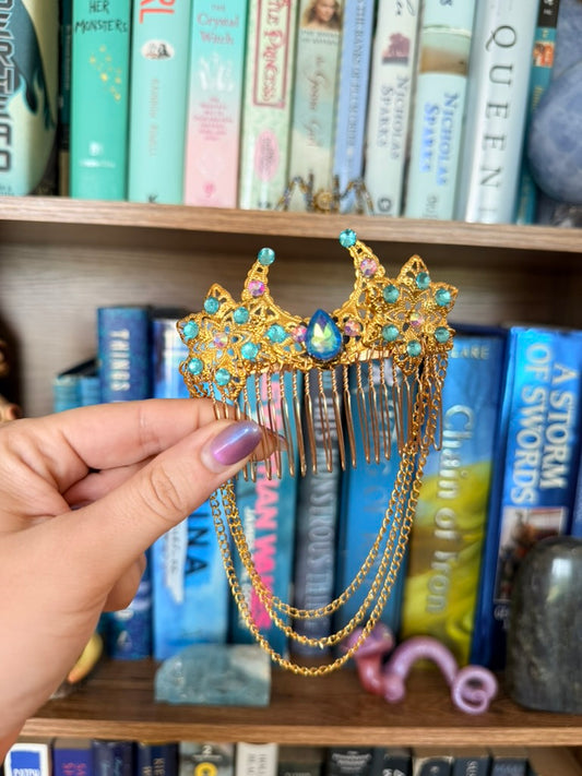 Gold + Blue Moon Hair Comb