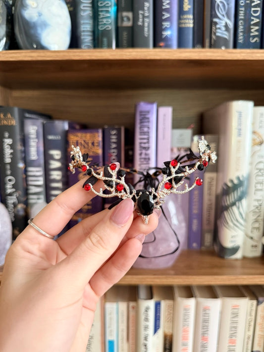 Silver + Black Stag Circlet Tiara (Small)