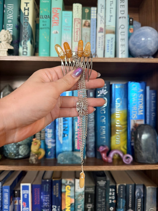 Silver + Golden Healer Crystal Hair Chains