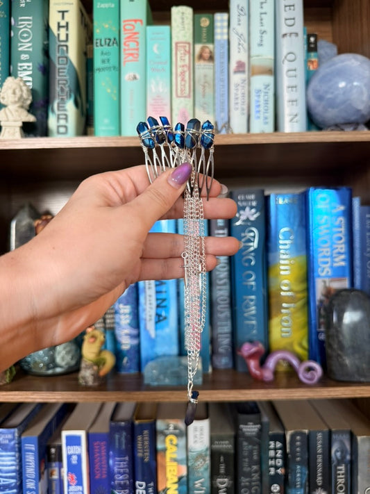 Silver + Titanium Quartz Crystal Hair Chains