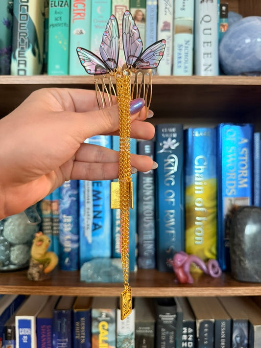 Gold + Purple Tarot Reading Fairy Wing Hair Chains