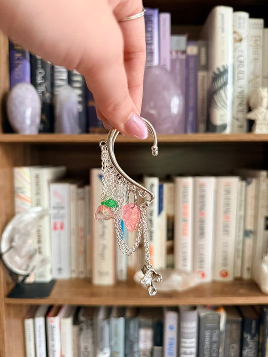 Silver + Pink Magic Mushroom Ear Cuffs