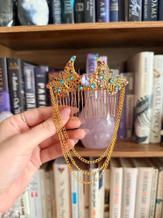 Gold + Bubblegum Moon Hair Comb
