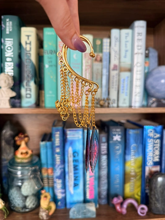 Gold + Pink Dragon Fairy Ear Cuffs