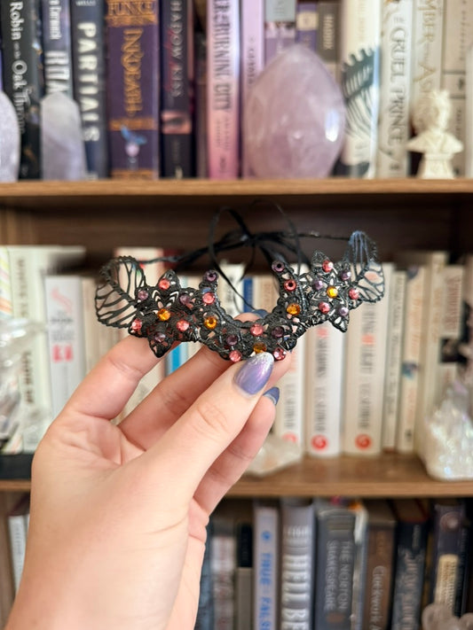 Black + Sunset Flower Moon Circlet Tiara (Medium)