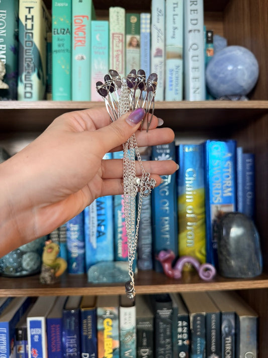 Silver + Tigers Eye Crystal Hair Chains
