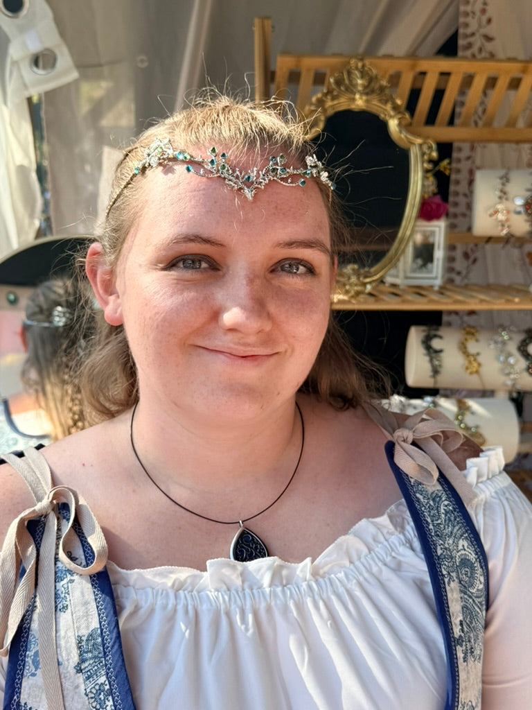 Gold + Green Moss Agate Stag Circlet