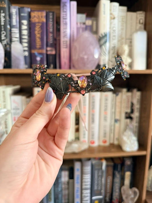 Black + Sunset Leaf Circlet Tiara (Large)