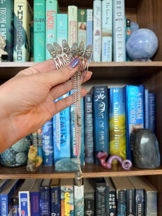 Silver + Labradorite Crystal Hair Chains