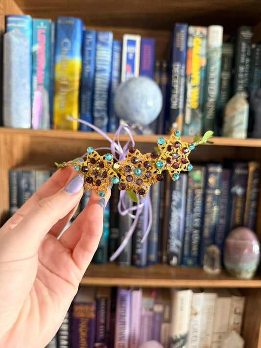 Gold + Purple Flower Circlet Tiara (Small)