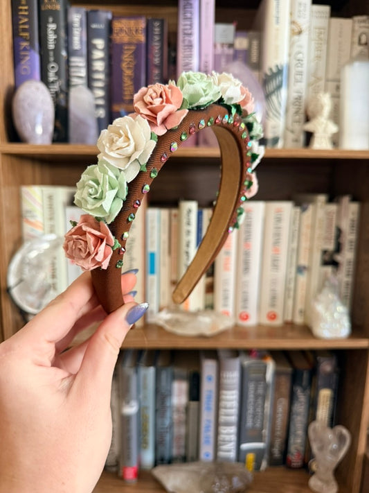 Green + Pink Flower Crown