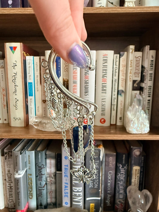 Silver Butterfly + Quartz Simple Ear Cuffs