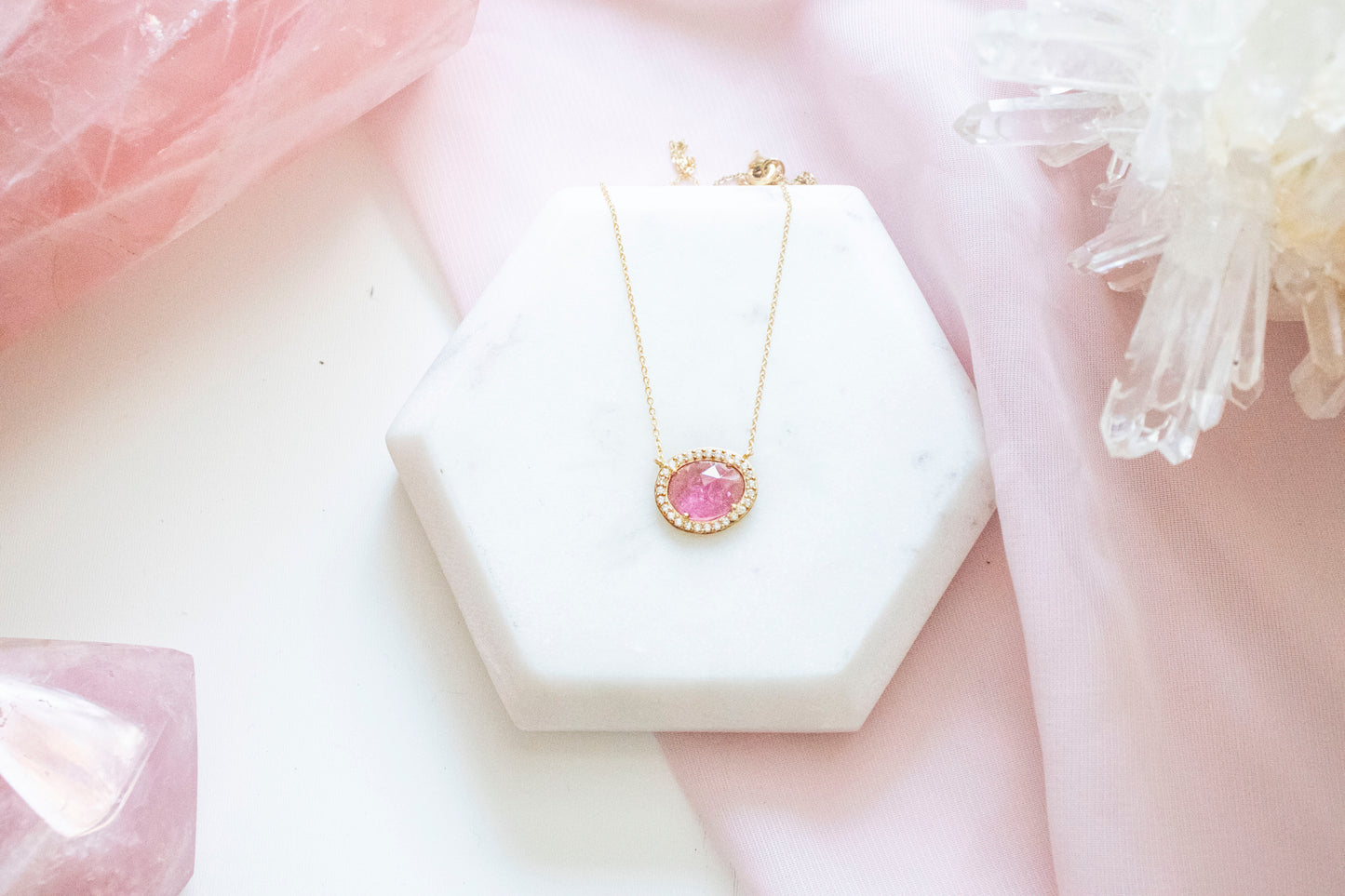 Azizi Pink Tourmaline Pendant (14k Gold Fill)