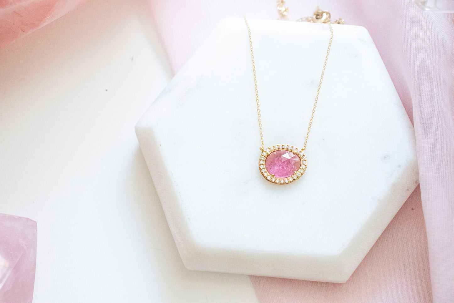 Azizi Pink Tourmaline Pendant (14k Gold Fill)