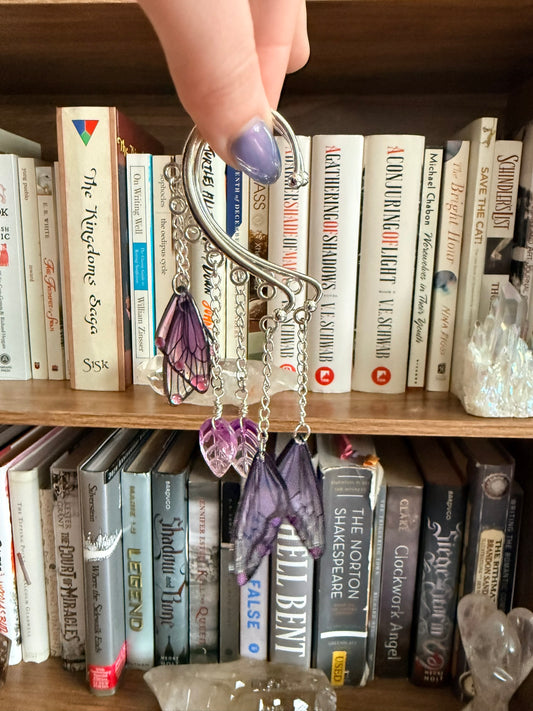 Silver Purple Fairy Wing Simple Ear Cuffs