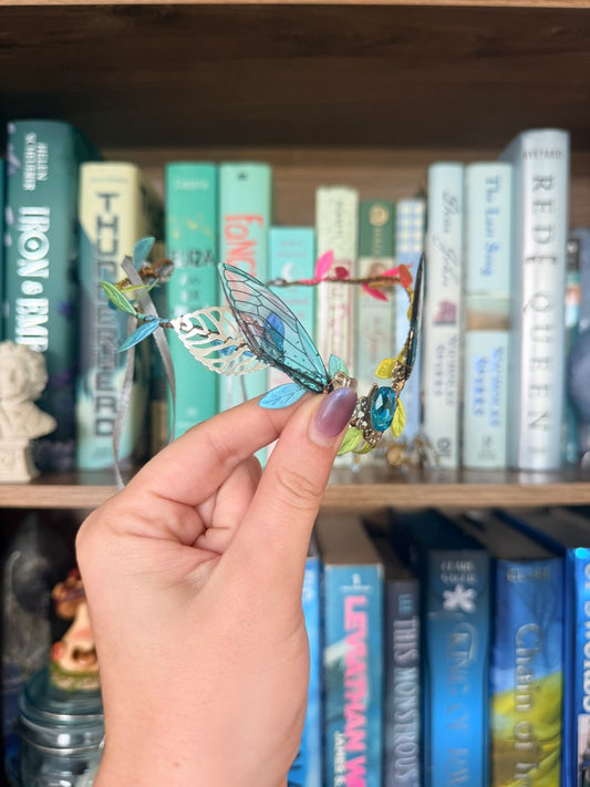 Silver + Blue Fairy Wing Circlet