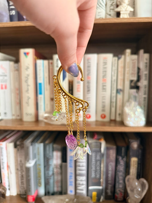 Gold Flower Simple Ear Cuffs