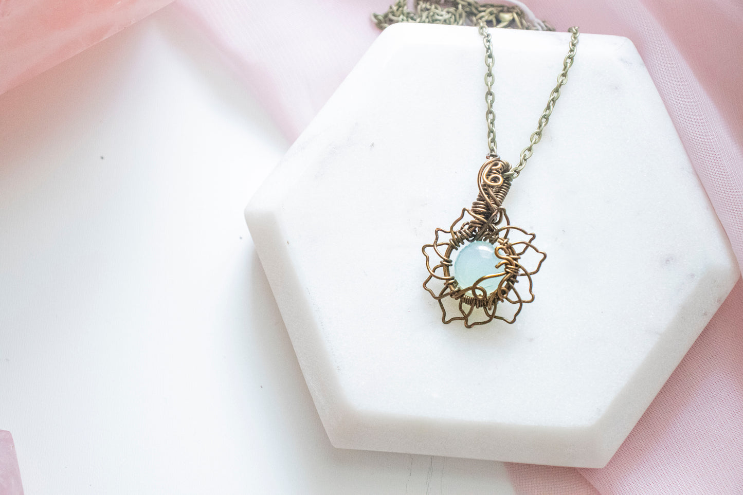 Florae Mini Blue Chalcedony Flower Pendant