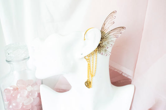 Gold + Brown Leaf Fairy Wing Ear Cuffs