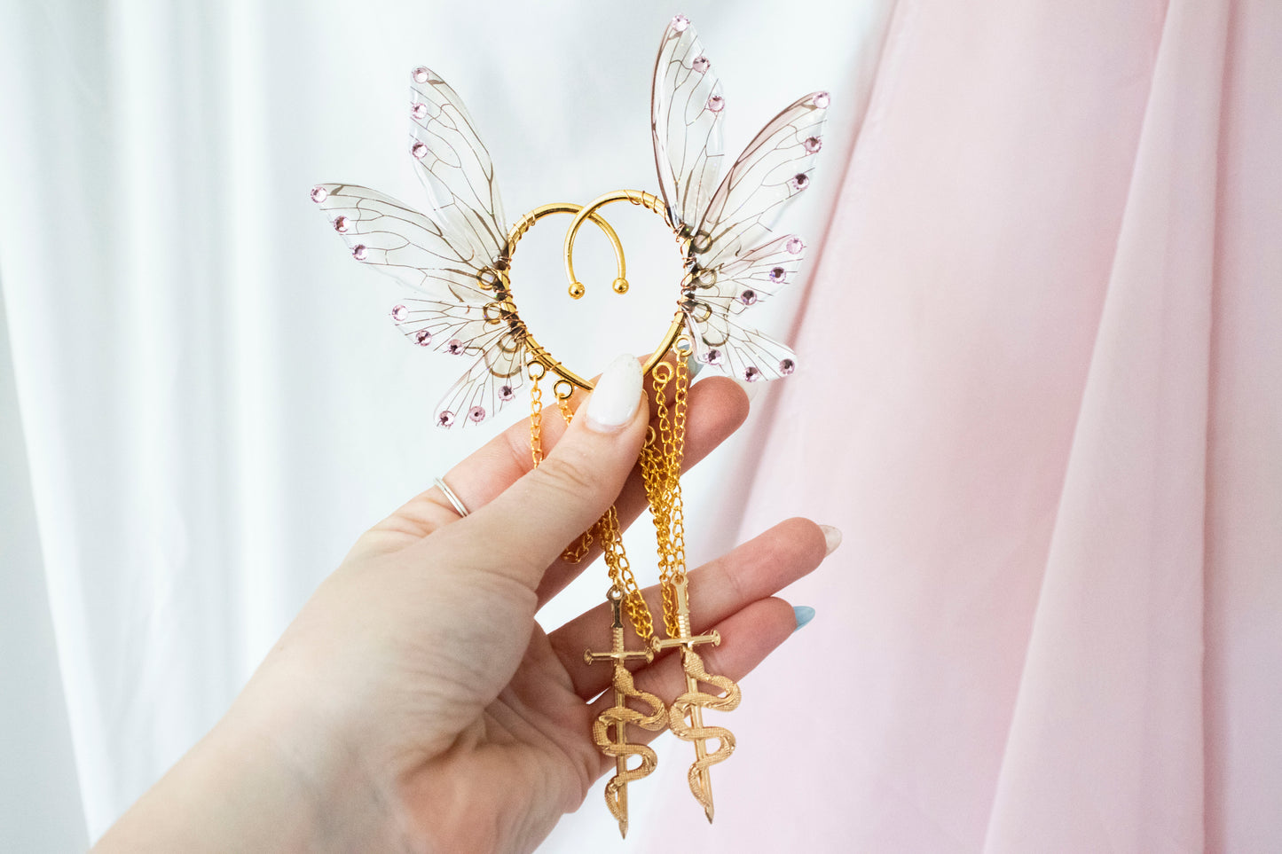 Gold + Brown Snake Fairy Wing Ear Cuffs