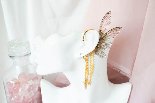 Gold + Brown Dagger Fairy Wing Ear Cuffs