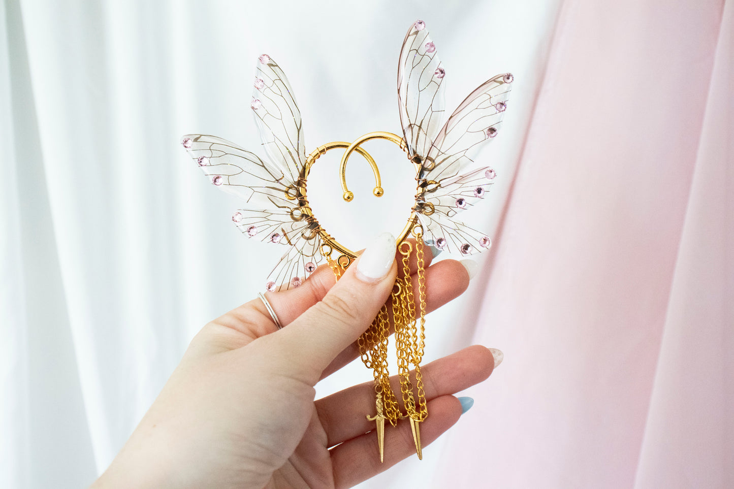 Gold + Brown Dagger Fairy Wing Ear Cuffs