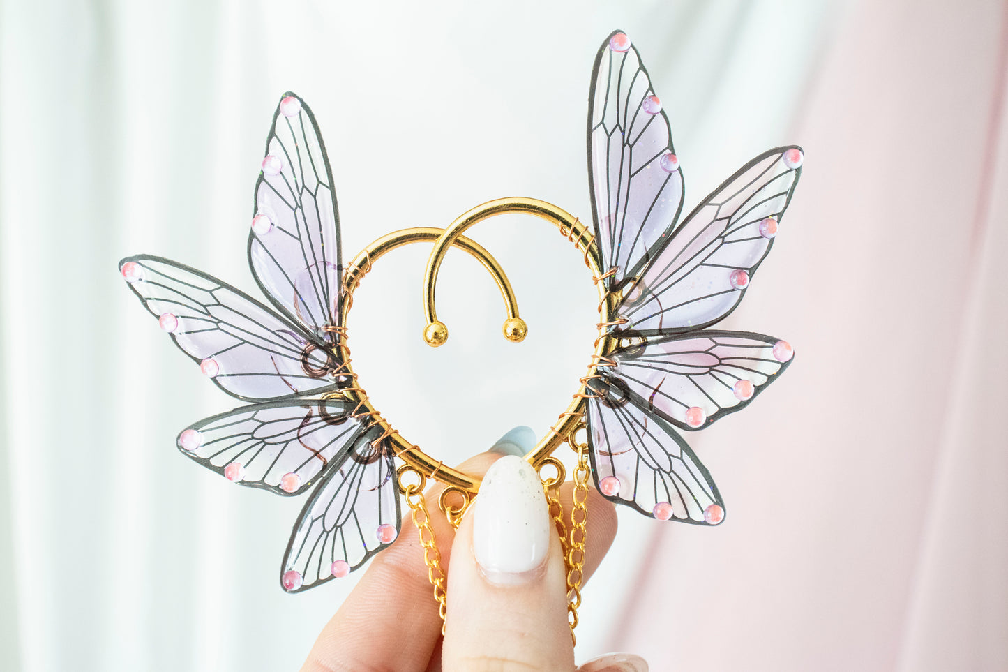 Gold + Purple Moth Fairy Wing Ear Cuffs