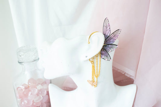 Gold + Purple Moth Fairy Wing Ear Cuffs