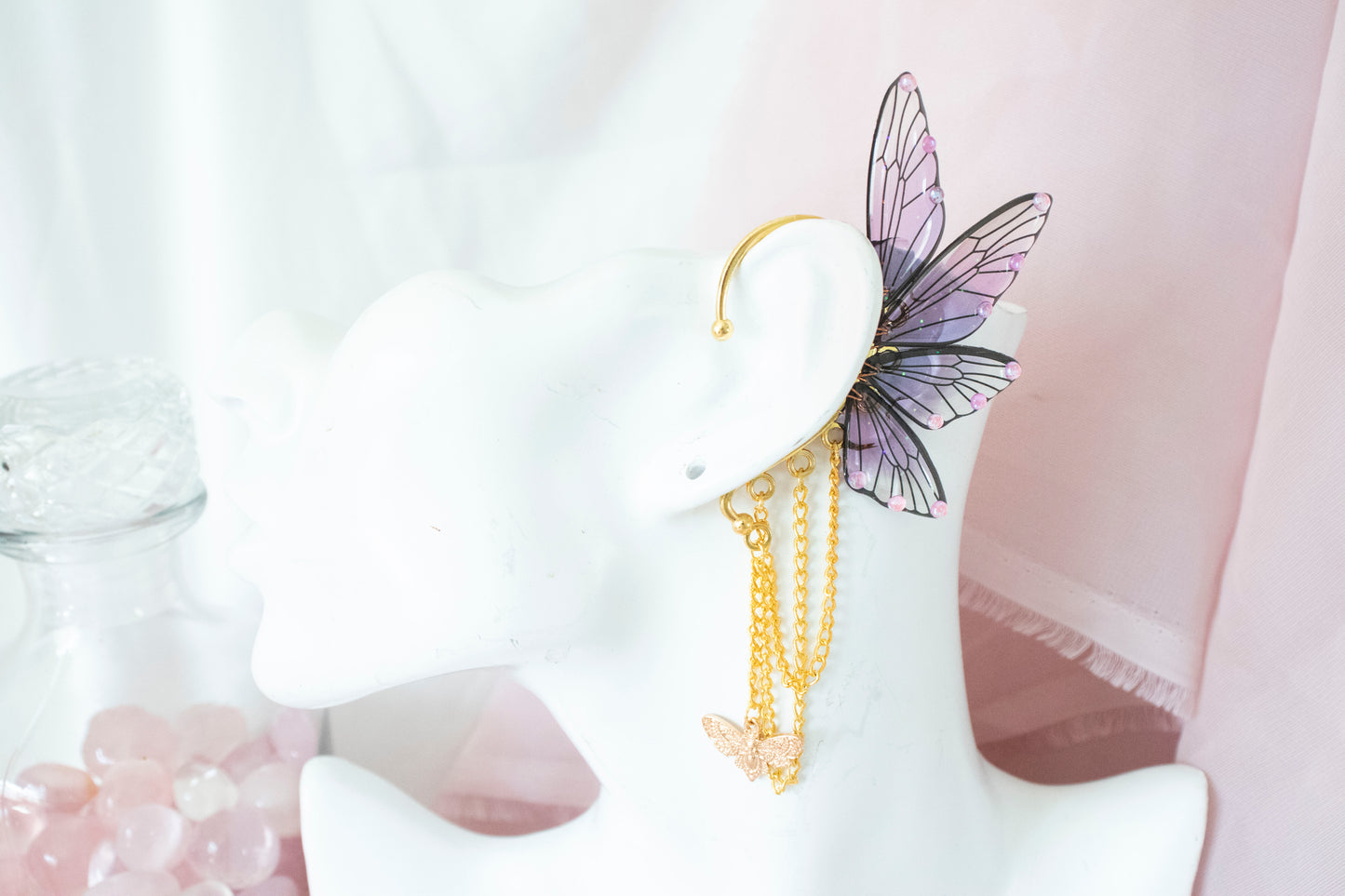 Gold + Purple Moth Fairy Wing Ear Cuffs