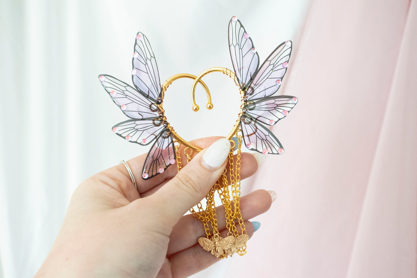 Gold + Purple Moth Fairy Wing Ear Cuffs