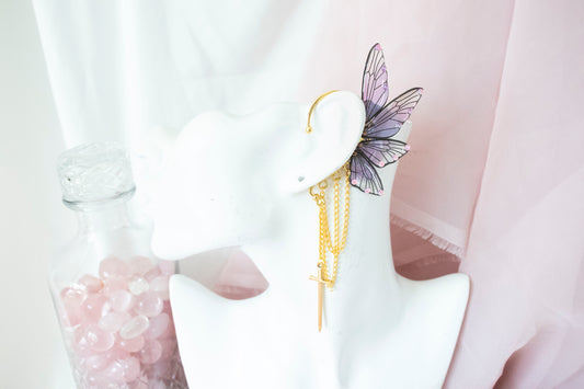 Gold + Purple Sword Fairy Wing Ear Cuffs