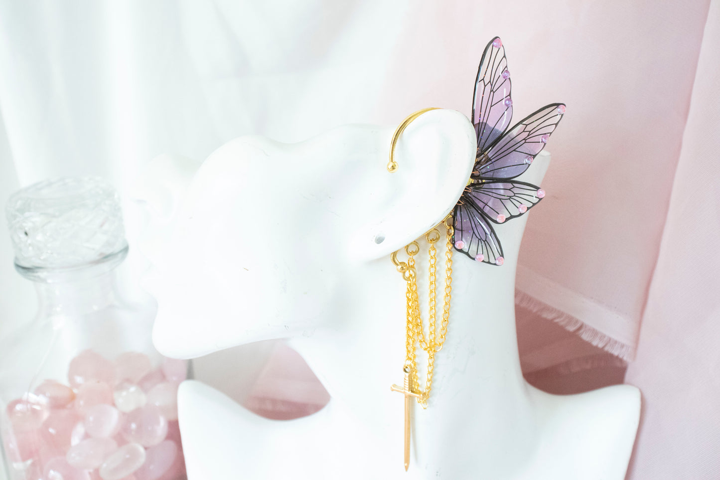 Gold + Purple Sword Fairy Wing Ear Cuffs