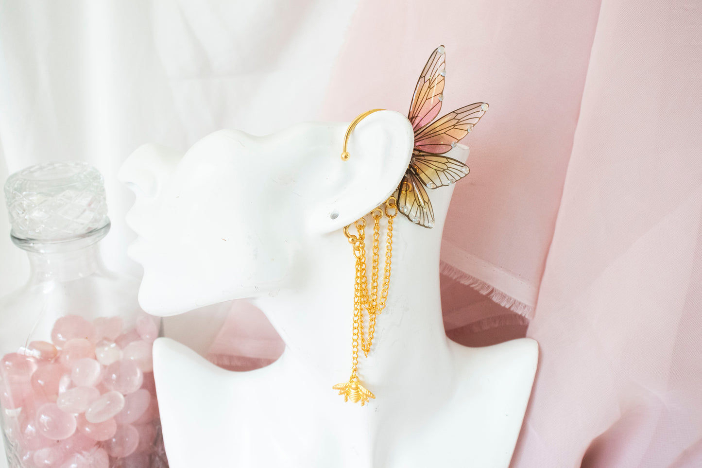 Gold + Sunset Bee Fairy Wing Ear Cuffs