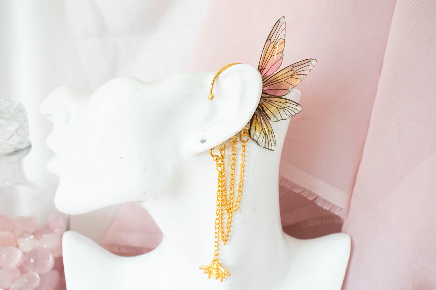 Gold + Sunset Bee Fairy Wing Ear Cuffs