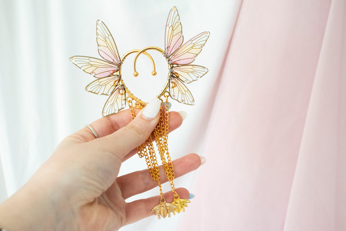 Gold + Sunset Bee Fairy Wing Ear Cuffs