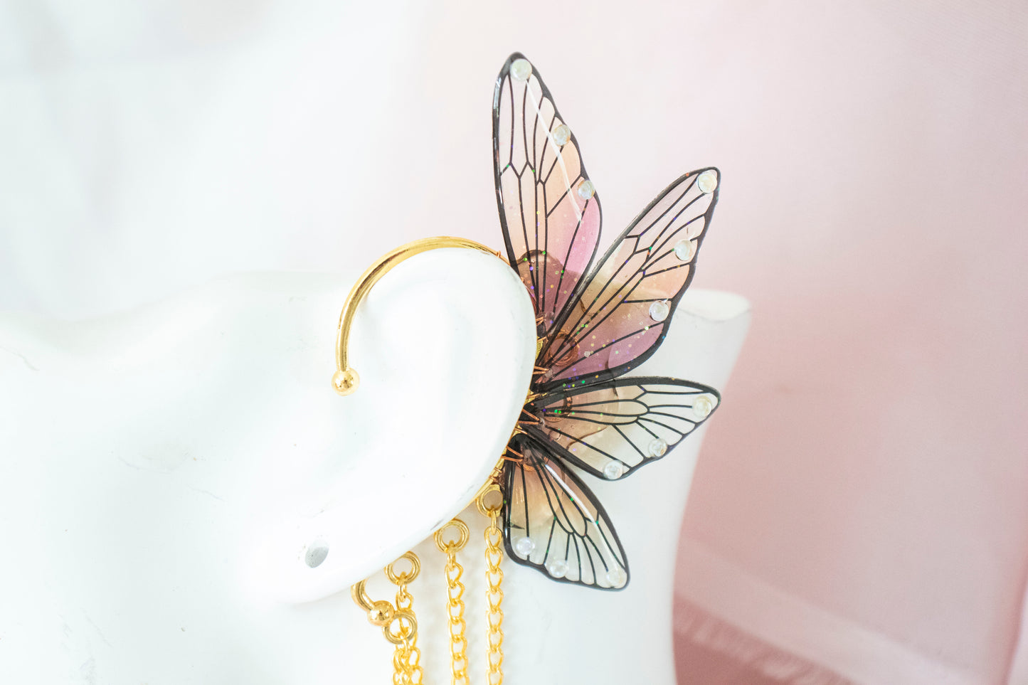 Gold + Sunset Bee Fairy Wing Ear Cuffs