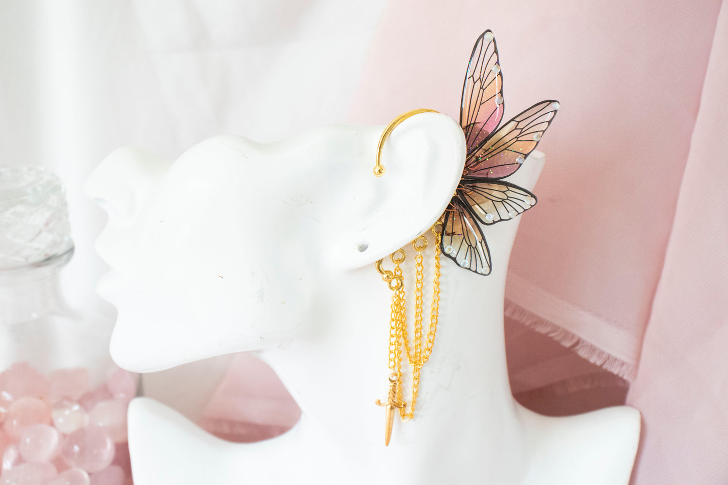 Gold + Sunset Dagger Fairy Wing Ear Cuffs