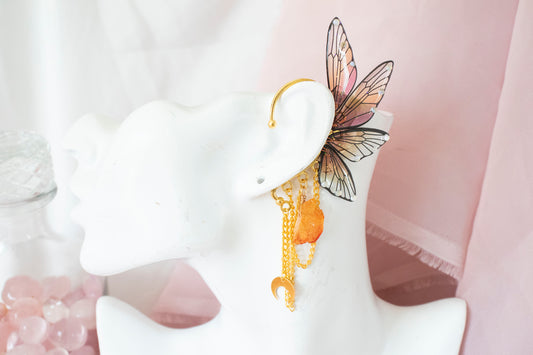 Gold + Sunset Moon + Crystal Fairy Wing Ear Cuffs