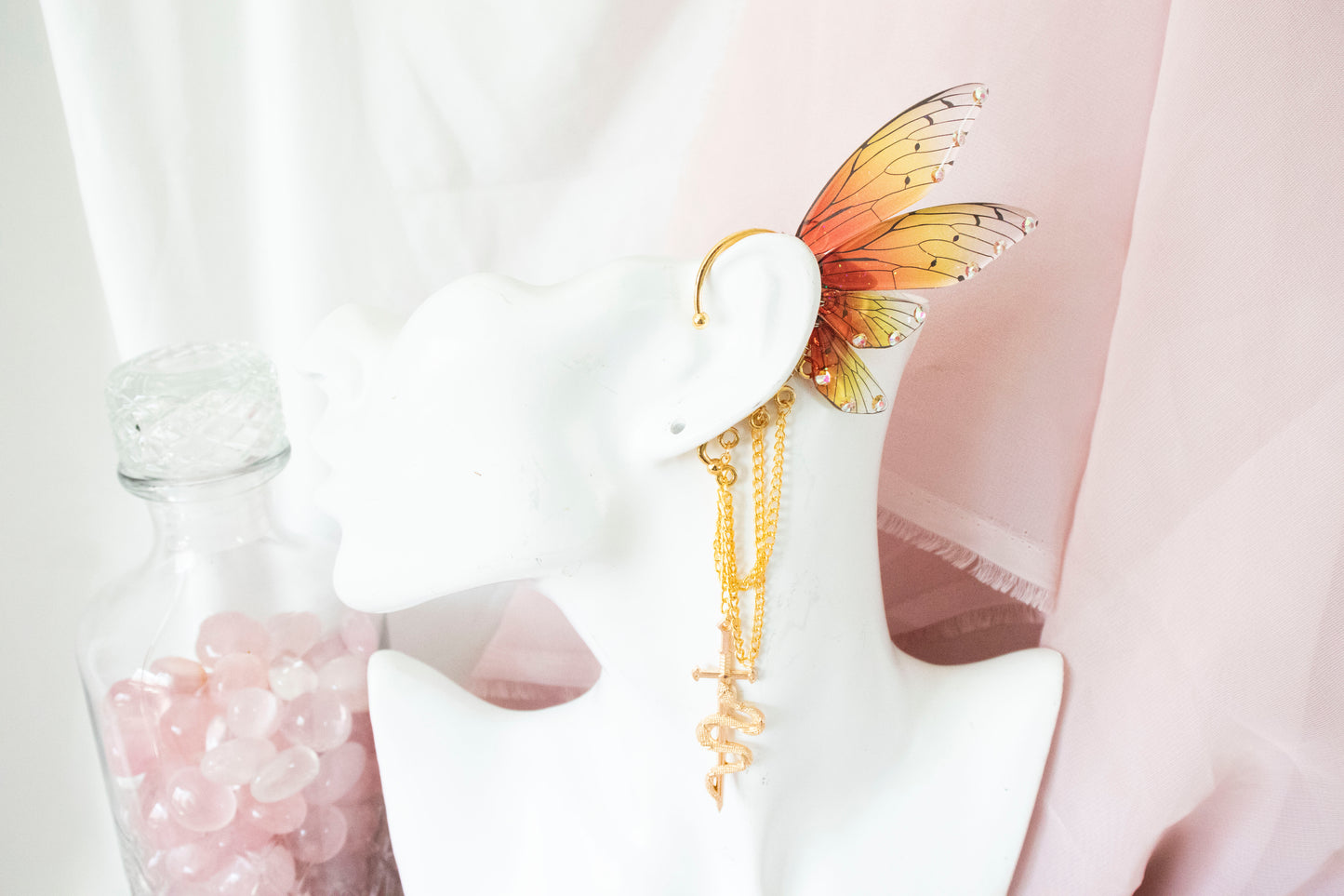 Gold + Sunset Snake Fairy Wing Ear Cuffs