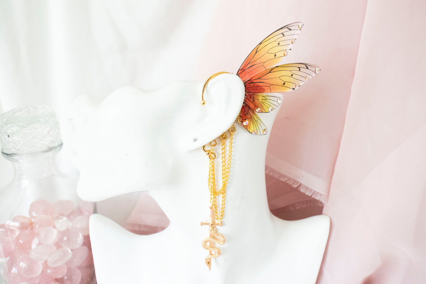 Gold + Sunset Snake Fairy Wing Ear Cuffs