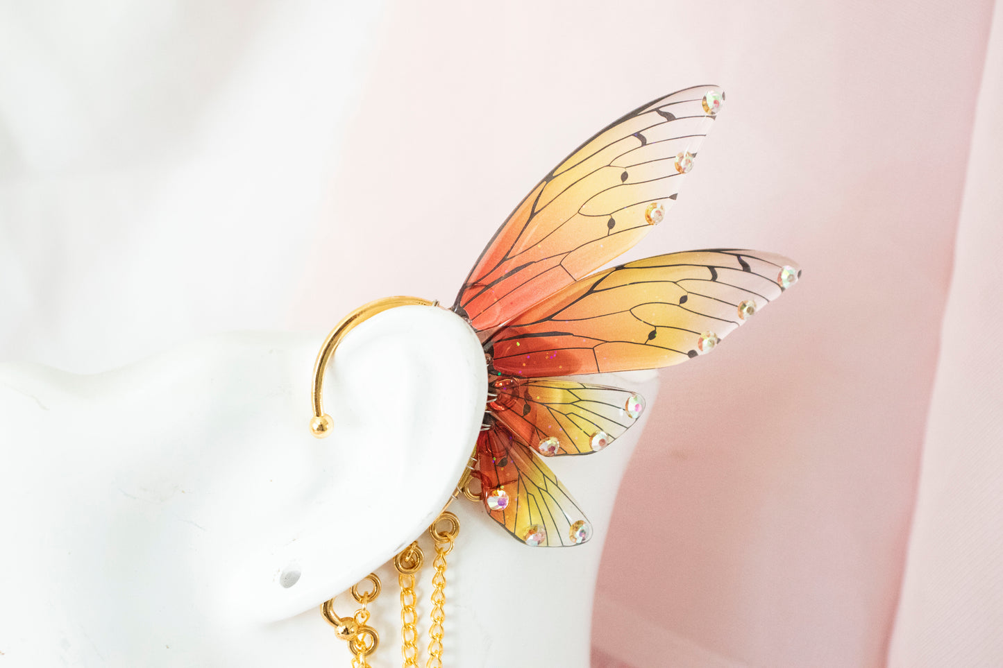 Gold + Sunset Snake Fairy Wing Ear Cuffs
