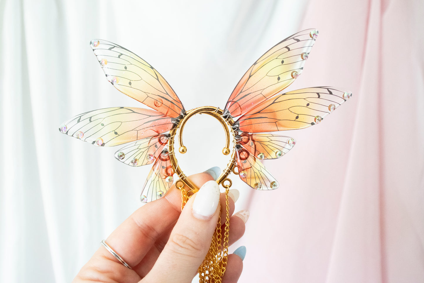 Gold + Sunset Snake Fairy Wing Ear Cuffs
