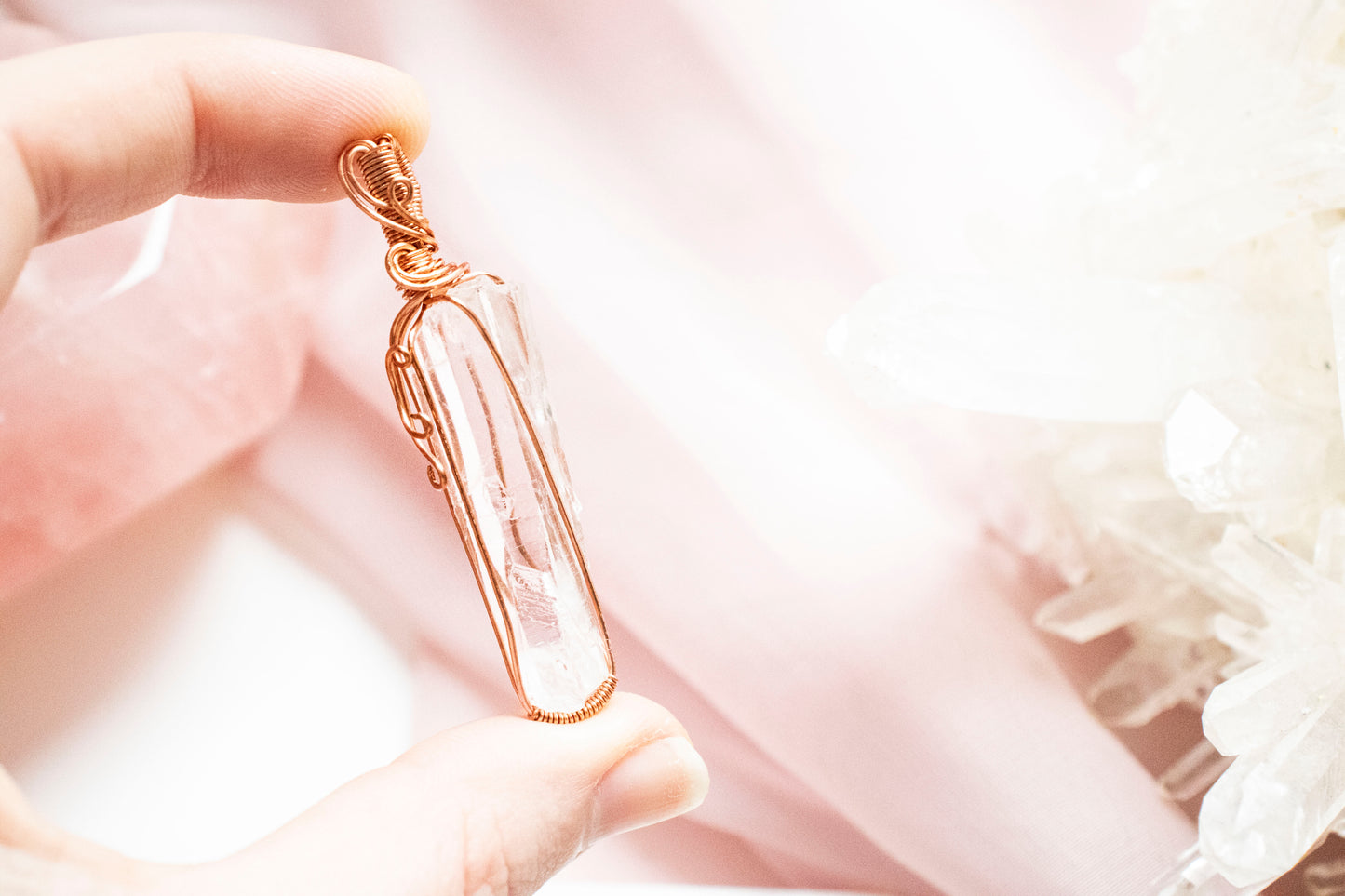 Hecate Lemurian Quartz Pendant in Copper 1