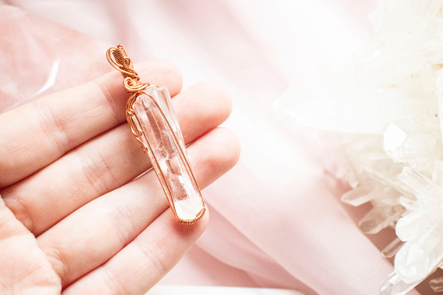 Hecate Lemurian Quartz Pendant in Copper 1