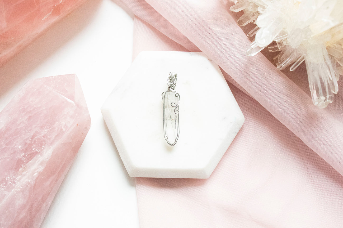 Hecate Lemurian Quartz Pendant in Silver