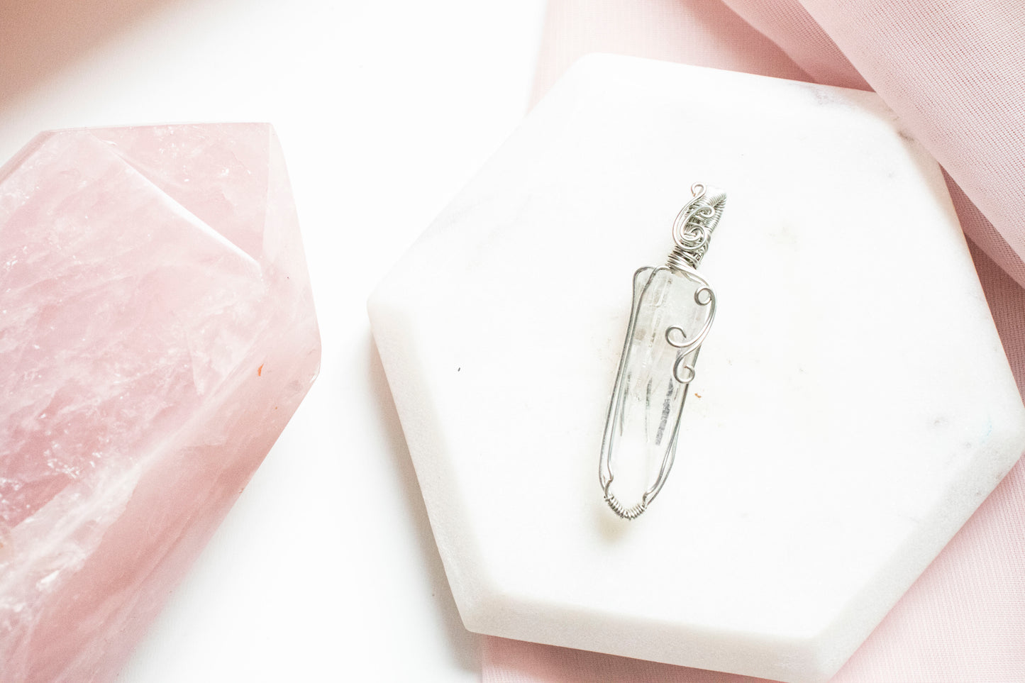 Hecate Lemurian Quartz Pendant in Silver