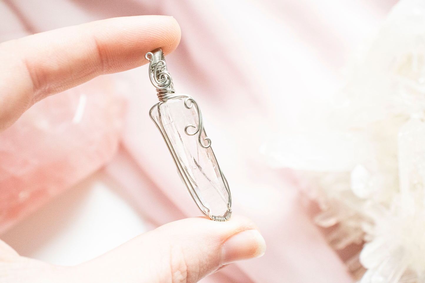 Hecate Lemurian Quartz Pendant in Silver