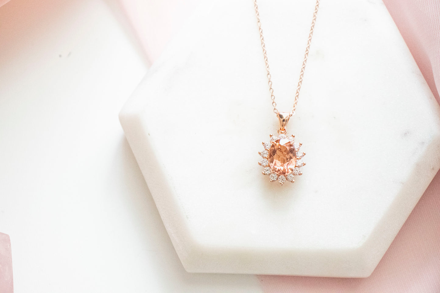 Hyale Pink Tourmaline Pendant (14k Rose Gold Fill)