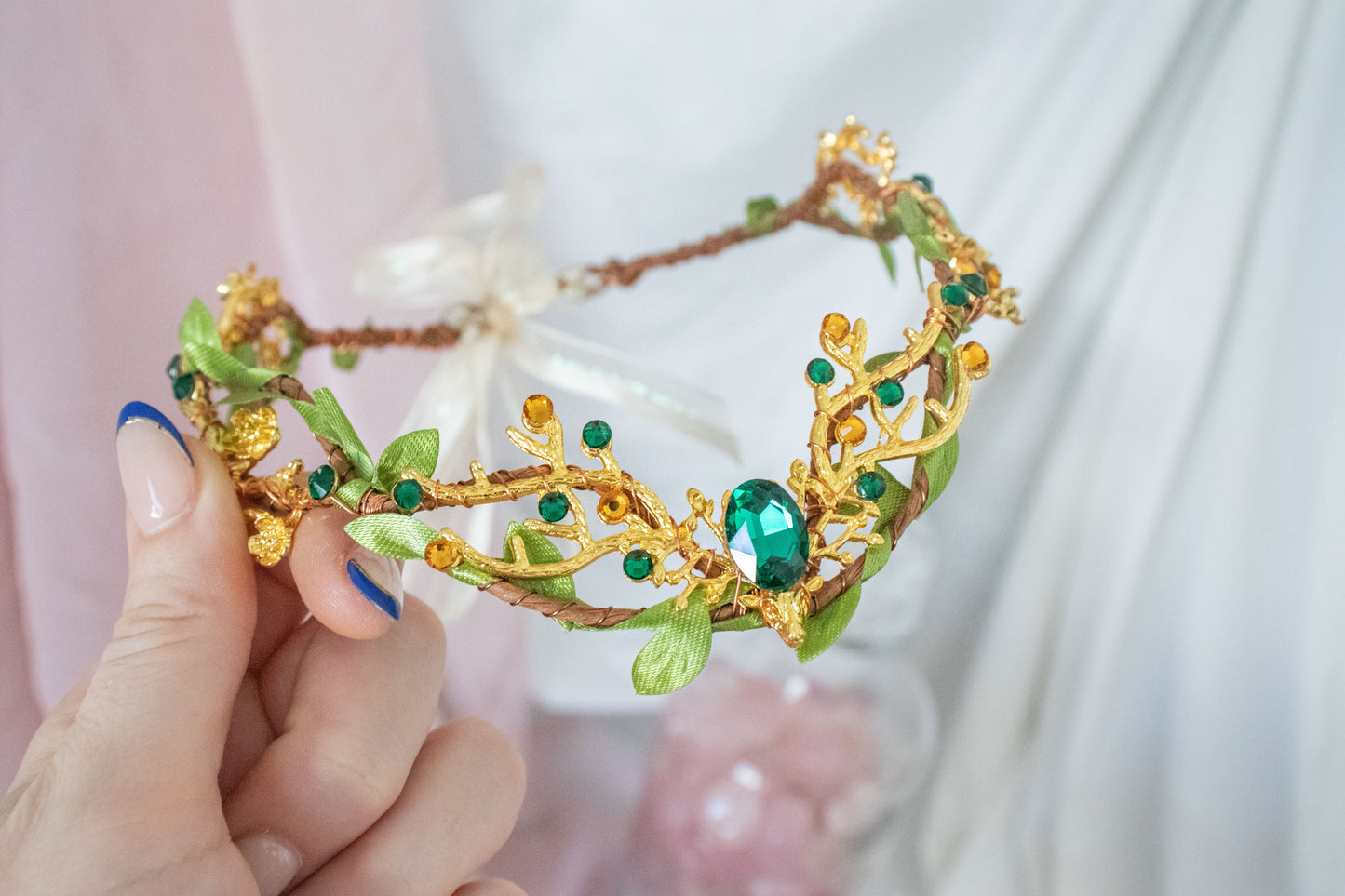 *MADE TO ORDER* Gold + Green Stag Circlet Tiara