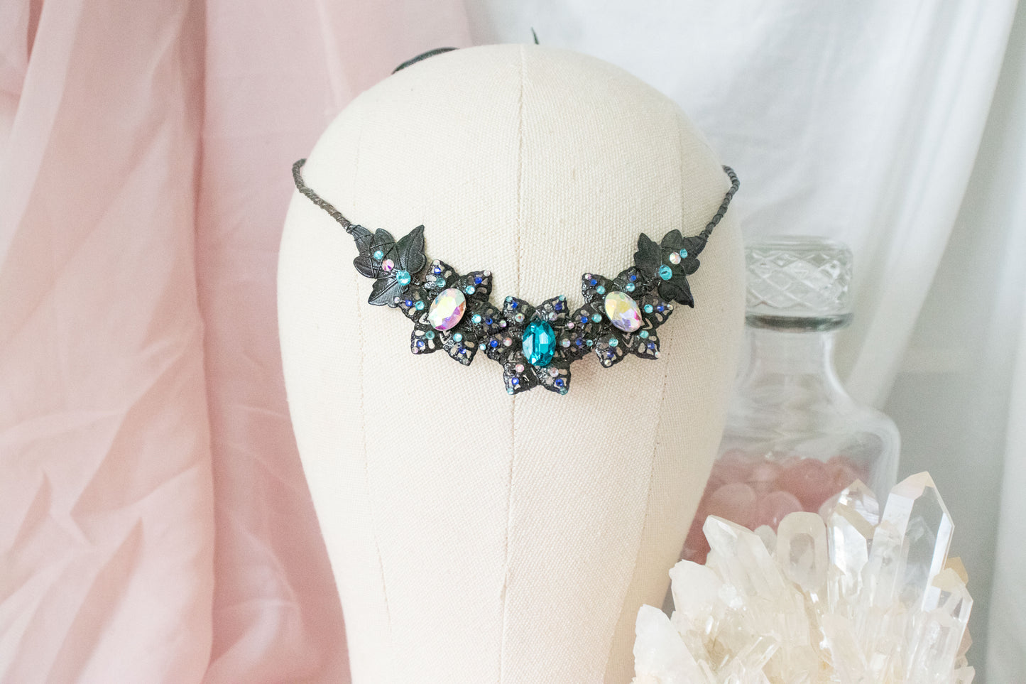 Black + Blue Flower Simple Circlet Tiara